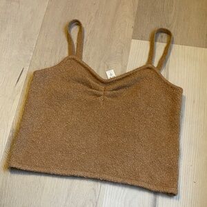 NWT! Madewell Mapleton Crop Sweater Tank Cotton Wool Blend Heather Caramel - S